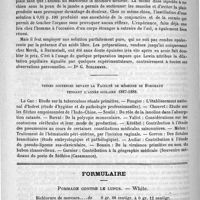 0458 - Page 450 - Revue des journaux. Journaux Allemands. Aprosexie d'origine nasale. (Wien, med. Blaett., 1887, n° 50) / L'érytrophléïne. (Berl. klin. Woch., 1888, 7) [Dr G. Schlemmer] / Thèses soutenues devant la Faculté de médecine de Bordeaux pendant l'année scolaire 1887-1888 / Formulaire. Pommade contre le lupus. - White