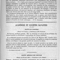0493 - Page 485 - Revue des journaux. Journaux Allemands. Théorie du diabète, par Ebstein. (Internat, klin. Ründsch, 1888, n° 5 et 6) [Dr G. Schlemmer] / Académies et sociétés savantes. Société de chirurgie. Séance du 21 mars / Société médicale des hôpitaux. Séance du 23 mars 1888