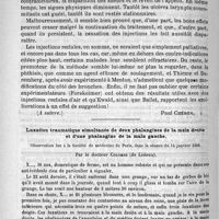 0502 - Page 494 - Les nouveaux traitements de la phthisie (A suivre) [Paul Chéron] / Luxation traumatique simultanée de deux phalangines de la main droite et d'une phalangine de la main gauche. Observation lue à la Société de médecine de Paris, dans la séance du 14 janvier 1888. Par le docteur Colombe...