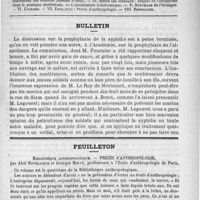 0537 - Page 525 - Comité de rédaction / Sommaire / Bulletin / Feuilleton. Bibliothèque anthropologique. - Précis d'anthropologie, par Abel Hovelacque et Georges Hervé...