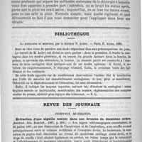 0556 - Page 544 - L'antisepsie chirurgicale. Conférence faite à l'union des femmes de France le 18 Janvier 1888. Par L.-G. Richelot / Bibliothèque. La contagion du meurtre, par le docteur P. Aubry. - Paris, F. Alcan, 1888 / Revue des journaux. Journaux Allemands. Extraction d'une aiguille tombée dans une bronche de deuxième ordre. (Internat. klin. Rundsch., 1887, p. 200)