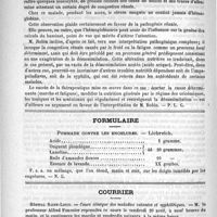 0636 - Page 620 - Académies et sociétés savantes. Société médicale des hôpitaux. Séance du 13 avril 1888 / Formulaire. Pommade contre les engelures. - Liebreich / Courrier. Hôpital Saint-Louis