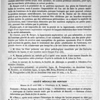 0705 - Page 689 - Académies et sociétés savantes. Société de chirurgie. Séance du 25 avril / Société médicale des hôpitaux. Séance du 27 avril 1888
