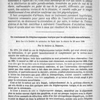 0728 - Page 712 - Clinique de l'Hôtel-Dieu. - M. le professeur G. Sée. Des pseudo-anémiques. Leçon recueillie par M. le docteur G. Schlemmer / Du traitement du blépharospasme tonique par la névrotomie sus-orbitaire. Note lue à la Société de médecine de Paris dans la séance du 24 mars 1888. Par le docteur A. Dehenne