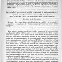 0745 - Page 729 - Comité de rédaction / Sommaire / La prophylaxie publique de la syphilis à l'Académie de médecine de Paris. Rapport fait au nom d'une commission composée de MM. Ricord, Bergeron, Le Roy de Méricourt, Léon Le Fort, Léon Collin et Alfred Fournier, rapporteur. Discussion par M. Barthélemy