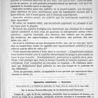 0749 - Page 733 - La prophylaxie publique de la syphilis à l'Académie de médecine de Paris. Rapport fait au nom d'une commission composée de MM. Ricord, Bergeron, Le Roy de Méricourt, Léon Le Fort, Léon Collin et Alfred Fournier, rapporteur. Discussion par M. Barthélemy (A suivre) / Opération césarienne. - Guérison. Observation lue à la Société de médecine de Paris, dans la séance du 24 mars 1888, par le docteur Pintaud-Désallées...