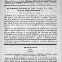 0817 - Page 801 - Comité de rédaction / Sommaire / Des dilatations ampullaires des petits vaisseaux de la langue et de leur valeur séméiologique, par le docteur Gillot... / Feuilleton. Causerie