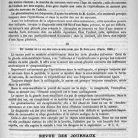 0833 - Page 817 - Contributions récentes à l'étude des néoplasmes. Des tumeurs malignes du rein, par Eug. Guillet. (Thèse de Paris, 1888) / Du cancer de la glande sous-maxillaire, par R. Jouliard. (Paris, 1888) / Revue des journaux. L'antipyrine dans l'asthme