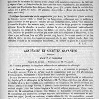 0835 - Page 819 - Maladies des enfants. Obstruction de la trachée après la trachéotomie, par Delaissus (Revue des maladies de l'enfance, mai 1888) / Guérison instantanée de la coqueluche, par Mohn, de Christiania (Union médicale du Canada, janvier 1888) / Académies et sociétés savantes. Société de chirurgie. Séance du 24 mai