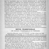 0880 - Page 864 - Hôpital Necker. - M. le professeur Peter. De la ponction dans la pleurésie récidivante. Leçon recueillie par le docteur G. Schlemmer / Revue trimestrielle des journaux d'obstétrique et de gynécologie. Annales de gynécologie. Archives de tocologie. - Janvier, février, mars 1888. Les Chamberlen et le forceps, par le docteur Hergott... (Annales de gynécologie, janvier) / Feuilleton. Salon de 1888