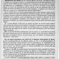 0933 - Page 917 - Bibliothèque. Contribution à l'étude anatomo-pathologique de l'artério-sclérose du coeur, par le docteur A. Weber. - Paris, Steinheil, 1888 / Revue des journaux. Journaux Italiens. Désinfection des mains, par M. le docteur Mugnai (de Rome). (In Riforma medica) / Sur les micro-organismes des salles de la clinique chirurgicale de Rome, par M. le professeur Durante. (In Riforma medica, n° 74.) / Utilité du traitement des blessures par seconde intention dans quelques cas spéciaux, par M. le docteur Pasquale Morelli, agrégé, coadjuteur de M. le professeur Galozzi ; in Morgagni, n° 3