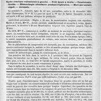 0963 - Page 947 - Bulletin / Hôpital Bichat. - Service de M. le Dr F. Terrier. Kyste ovarique volumineux à gauche. - Petit kyste à droite. - Ovariotomie double. - Hémorrhagie abondante pendant l'opération. - Mort par anémie aiguë. - Autopsie / Feuilleton. Chronique. Le Conseil supérieur de l'Assistance publique. - Deux documents sur la maladie de l'empereur Frédéric III