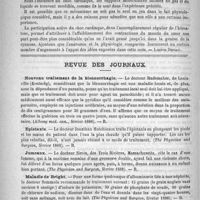 0980 - Page 964 - Sur un point nouveau de la physiologie de la respiration, par Lucien Deniau / Revue des journaux. Nouveau traitement de la blennorrhagie (Albany med. ann., février 1888) / Epistaxis (The Physician and Surgeon, février 1888) / Jumeaux (The Physician and Surgeon, février 1888) / Maladie de Bright (The Physician and Surgeon, février 1888) / Académies et sociétés savantes. Société de chirurgie. Séance du 20 juin