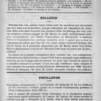 0997 - Page 981 - Comité de rédaction / Sommaire / Bulletin / Feuilleton. Bibliothèque anthropologique. - L'évolution du mariage et de la famille, par Ch. Letourneau... Paris, 1888