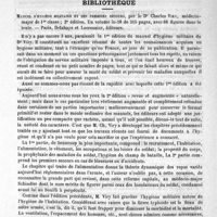 0023 - Page 19 - Hôpital Cochin. - Conférences de clinique thérapeutique, par le Docteur Dujardin-Beaumetz. Considérations générales sur la virulence / Bibliothèque. Manuel d'hygiène militaire et des premiers secours, par le Dr Charles Viry... - Paris, Delahaye et Lecrosnier...