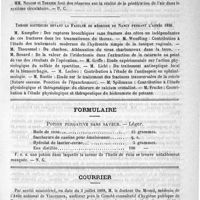 0051 - Page 47 - Académies et sociétés savantes. Société de chirurgie. Séance du 4 juillet 1888 / Thèses soutenues devant la Faculté de médecine de Nancy pendant l'année 1886 / Formulaire. Potion purgative sans saveur. - Léger / Courrier