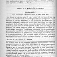 0102 - Page 98 - Bulletin / Hôpital de la Pitié. - M. Lancereaux. Lithiase rénale. Leçon recueillie par M. Oettinger... / Feuilleton. Pension accordée à M. le Docteur Maillot