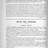 0106 - Page 102 - Hôpital de la Pitié. - M. Lancereaux. Lithiase rénale. Leçon recueillie par M. Oettinger... (A suivre) / Revue des journaux. Journaux italiens. Cas de grossesse sextuple. Histoire clinique du Docteur Francesco Vassali. (In Gazetta medica italiana Lombardia, n° 22)