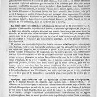 0107 - Page 103 - Revue des journaux. Journaux italiens. Cas de grossesse sextuple. Histoire clinique du Docteur Francesco Vassali. (In Gazetta medica italiana Lombardia, n° 22) / La sueur dans les maladies infectieuses. Recherches de M. le Professeur G.-B. Qukorolo. (Clinica medica propedeutica di Genova ; in Gazzetta degli ospitali, 10 juin, n° 47) / Quelques considérations sur les injections intra-utérines antiseptiques, par M. le Docteur Rusconi. (In Gazzetta degli ospitali, juin. - Premier-Milan)