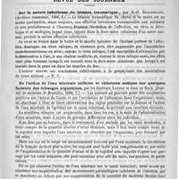0121 - Page 117 - Bibliothèque. Traité pratique d'antisepsie appliquée à la thérapeutique et à l'hygiène. - Premier volume : Antisepsie médicale, par M. le Docteur Paul Le Gendre. - Paris, G. Steinheil, 1888 / Revue des journaux. Sur la nature infectieuse du tétanos traumatique, par S.- O. Shakespeare. (Archives roumaines, 1888, 5) / De l'action de l'eau minérale sulfatée et chlorurée sodique sur quelques facteurs des échanges organiques, par les Docteurs London et Jean de Boeck. (Journal de médecine de Bruxelles, 1888, 7) / Contribution à l'étude diurétique du calomel, par P. Terray (Archives médicales belges, 1888)