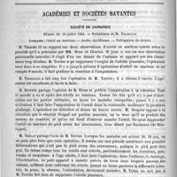 0122 - Page 118 - Bibliothèque. Contribution à l'étude diurétique du calomel, par P. Terray (Archives médicales belges, 1888) / Académies et sociétés savantes. Société de chirurgie. Séance du 18 juillet 1888