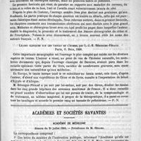 0131 - Page 127 - Bibliothèque. Traité de pathologie chirurgicale spéciale, par le Docteur F. Koenig, traduction par F.-M. Comte. Paris, Delahaye et Lecrosnier, 1881 / Leçons cliniques sur les taenias de l'homme, par L.-J. B. Bérenger-Féraud. Paris, O. Doin, 1888 / Académies et sociétés savantes. Académie de médecine. Séance du 24 juillet 1888