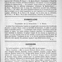 0135 - Page 131 - Faculté de médecine de Paris. Thèses de doctorat soutenues du 1er au 24 juillet 1888 / Formulaire. Traitement de la thyroïdine. - A. Broca / Courrier