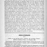 0190 - Page 186 - Plaie pénétrante du cou par instrument tranchant. Anévrysme artério-veineux de la carotide interne et de la jugulaire interne. Mort au dixième jour. - Autopsie. Par le Docteur P. Josso... / Bibliothèque. Action de l'eau de Vichy sur la nutrition, par le Docteur Frémont... - G. Steinheil, 1888