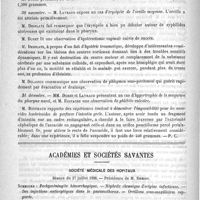 0194 - Page 190 - Sociétés savantes des départements. Société des sciences médicales de Lille (1887) / Académies et sociétés savantes. Société médicale des hôpitaux. Séance du 27 juillet 1888