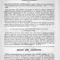 0203 - Page 199 - Etudes thérapeutiques et bactériologiques sur le furoncle de l'oreille, par le Docteur Loewenger / Bibliothèque. Etude descriptive des eaux de Néris-les-Bains, exposé critique de leurs indications et contre-indications, par le Docteur G. Morice... - O. Doin, 1888 / La folie chez les enfants, par le Docteur Paul Moreau... J.-B. Baillière, 1888 / Revue des journaux. Notes et observations sur le traitement de la pustule maligne, par le Docteur G. Bompaire... Montpellier medical, 1888, 6
