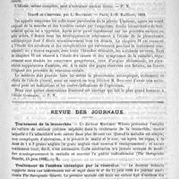 0251 - Page 247 - Bibliothèque. De l'état de la dentition chez les enfants idiots et arriérés, par Alice Sollier. Paris, Delahaye, 1887 / Traité de l'empyème, par L. Bouveret. - Paris, J.-B. Baillière, 1888 / Revue des journaux. Traitement de la leucorrhée (The therapeutic Gazette, 15 juin 1888 / Traitement de l'eczéma chronique par la résorcine