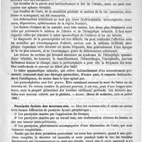 0275 - Page 271 - Revue des journaux. Maladie des enfants. Les porencéphalies (Revue de médecine, juin et juillet 1888) / Paralysie faciale des nouveau-nés (Revue de médecine, juillet 1888) / De la pleurésie chez les enfants du premier âge (Revue des maladies de l'enfance, juillet 1888)