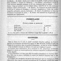 0280 - Page 276 - Thèses soutenues devant la Faculté de médecine et de pharmacie de Bordeaux pendant l'année scolaire 1887-1888 / Formulaire. Potion contre la migraine / Courrier