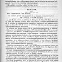 0339 - Page 335 - Académies et sociétés savantes. Académie de médecine. Séance du 4 septembre 1888 / Variétés / Un conflit médical entre les médecins et le conseil d'administration de l'hôpital de Saint-Chamond / Thèses présentées à lé Faculté de médecine de Lyon pendant les mois de juillet et août 1888