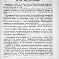 0385 - Page 381 - Bibliothèque. Traité d'hygiène sociale, par le Docteur Jules Rochard. - Paris, Delahaye et Lecrosnier, 1888 / Revue des journaux. Contribution à l'étude de l'arthrite mono-articulaire chronique du genou et son traitement, par le Docteur F. Bock. (Journal de méd. de Bruxelles, 1888, 12) / La noix vomique et la strychnine, par le Docteur Stocquart. (Archives de médecine et de chirurgie pratiques, 1888, 5) / Variétés. Le Docteur Ange Guépin
