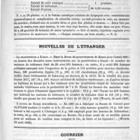 0399 - Page 395 - Revue des journaux. Paraldéhyde dans le traitement des vomissements incoercibles / Formulaire. Pilules contre les vomissements spasmodiques. - V. Audhoui / Nouvelles de l'étranger. La prostitution à Kazan (Wratch, 18 août 1888) / L'alcool en Russie européenne (Wratch, 18 août 1888) / Courrier. Concours d'architectes hygiénistes