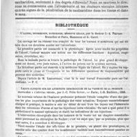 0407 - Page 403 - Des saignées et des vésicatoires dans la pneumonie, communication faite à la Société de médecine de Paris, dans la séance du 26 mai 1888, par P. Duroziez / Bibliothèque. L'alcool, physiologie, pathologie, médecine légale, par le Docteur J.-A. Peeters. Bruxelles et Paris, Manceaux et G. Carré / Leçons cliniques sur les affections chirurgicales de la vessie et de la prostate professées à l'hôpital Necker, par J.-C. Félix Guyon. - Paris, J.-B. Baillière, 1888 / Revue des journaux. Le menthol dans la phthisie laryngée, par le Docteur Beehag. (Scalpel, 1888, 5, 29)