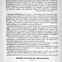 0454 - Page 450 - Revue des journaux. Du traitement des abcès du poumon consécutifs à la pneumonie franche, par P. Spillmann et Haushalter (Revue de médecine, août 1888) / La chorée héréditaire, par M. Lannois / Sociétés savantes des départements. Société des sciences médicales de Lyon (Deuxième semestre 1887)