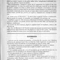 0471 - Page 467 - Formulaire. Prises contre la migraine. - Ch. Liégeois / Nouvelles de l'étranger. Nouveau procédé pour la destruction des cadavres / La fièvre jaune aux Etats-Unis / Courrier. Concours pour les bourses de pharmacie