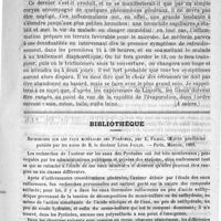 0479 - Page 475 - Traitement hygiénique de la phthisie, par le Docteur Dettweiler... (A suivre) / Bibliothèque. Recherches sur les eaux minérales des Pyrénées, par E. Filhol. Oeuvre posthme publiée par les soins de M. le Docteur Léon Joulin. - Paris, Masson, 1888