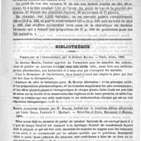 0493 - Page 489 - Traitement hygiénique de la phthisie, par le Docteur Dettweiler... / Bibliothèque. Formulaire de l'herboristerie, par le Docteur Maurin. - Paris, Alcan, 1888 / Manuel d'anatomie humaine, par W. Krause, traduit sur la troisième édition allemande par Louis Dollo... - Bruxelles et Paris, Manceaux et Masson, 1888 / Revue des journaux. Contribution à l'étude de l'encéphalocèle traumatique. - Trépanation. - Fongus pulsatile. - Guérison, par M. le Docteur H. Folet (Bulletin médical du Nord, 1888, 5)