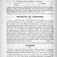 0496 - Page 492 - Académies et sociétés savantes. Académie des sciences / Formulaire. Pommade contre l'eczéma. - Marcigny / Nouvelles de l'étranger. Un marché de pièces anatomiques (Temps) / Courrier