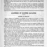 0505 - Page 501 - Sociétés savantes des départements. Société des sciences médicales de Gannat (Année 1886-1887) / Académies et sociétés savantes. Académie de médecine / Société de chirurgie. Séance du 3 octobre 1888