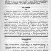 0557 - Page 553 - Comité de rédaction / Sommaire / Bulletin / Feuilleton. Causerie. Nouvelle expérience sur Succi. - Hereux effets de l'eau de Vichy contre l'inanition et la dilatation de l'estomac. - Dépopulation des Indiens en Amérique. - Grands effets de l'hypnotisme ; son rôle dans la création d'Ève. - Querelles entre les médecins de Frédéric III