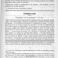 0601 - Page 597 - Académies et sociétés savantes. Société de médecine de Paris. Séance du 13 octobre 1888 / Formulaire. Traitement de l'avortement. - P. Bar / Feuilleton. Causerie. Dangers des entrefilets rédigés par des reporters trop pressés. - L'antisepsie des ongles. - Clients bornés et médecins trop concis. - Le président de la République à Lyon. - Varia [Simplissime]