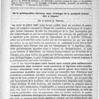0701 - Page 697 - Comité de rédaction / Sommaire / De la prédisposition nerveuse dans l'étiologie de la paralysie faciale dite à frigore, par le Docteur E. Neumann