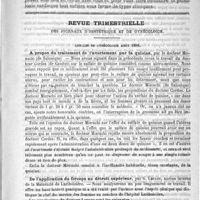 0741 - Page 737 - Clinique de l'Hôtel-Dieu. - M. le Professeur G. Sée. Leçon d'ouverture. Les types cardiaques / Revue trimestrielle des journaux d'obstétrique et de gynécologie. Annales de gynécologie août 1888. A propos du traitement de l'avortement par la quinine, par le Docteur Misrachi... / De l'application du forceps au détroit supérieur, par G. Lepage...