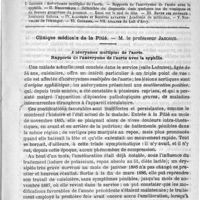 0749 - Page 745 - Comité de rédaction / Sommaire / Clinique médicale de la Pitié. - M. le Professeur Jaccoud. Anévrysmes multiples de l'aorte. Rapports de l'anévrysme de l'aorte avec la syphilis
