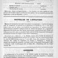 0771 - Page 767 - Académies et sociétés savantes. Société de médecine de Paris. Séance du 10 novembre 1888 / Formulaire. Mixture anti-odontalgique. - Gsell / Nouvelles de l'étranger. Médecins et pharmaciens condamnés pour homicide par imprudence / Statistique de la crémation / Courrier. La bactériologie au Val-De-Grace / Médecins membres des comités à l'exposition universelle de 1889
