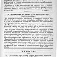 0887 - Page 883 - Thérapeutique. De l'albuminate de fer soluble dans la chloro-anémie [Dr Thébault] / De l'emploi simultané des peptones et des phosphates de chaux comme reconstituants [Dr P. Blondel] / Bibliothèque. De la thyroïdectomie, par le Docteur H. Chrétien... - G. Steinheil, 1888